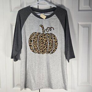 NWT Pumpkin with Animal Print 3/4 Sleeve Top – Size Large